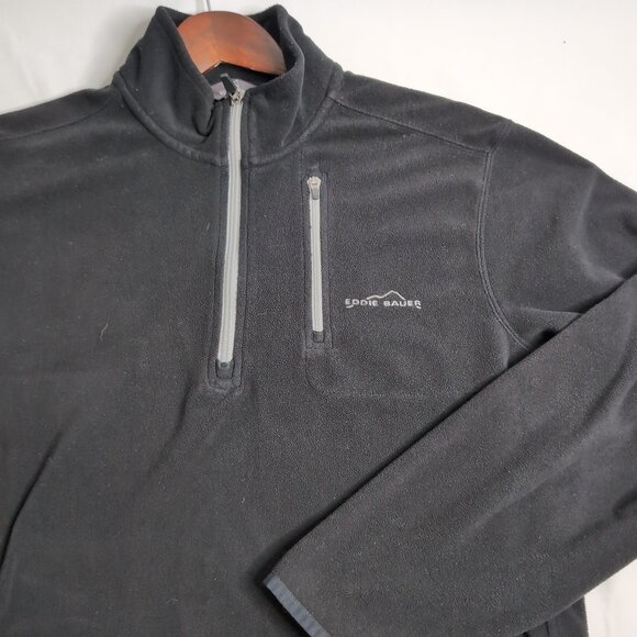 Eddie Bauer Men's Black/Grey 1/4 Zip Fleece Pullover, Size Medium - Picture 3 of 7